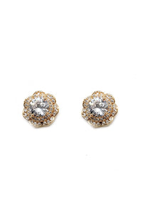 GOLD EARRINGS CLEAR CZ CUBIC ZIRCONIA STONES ( 10452 CLGD )