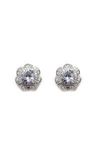 SILVER EARRINGS CLEAR CZ CUBIC ZIRCONIA STONES ( 10452 CLRD )