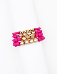 FUCHSIA GOLD STRETCH BRACELET ( 2502 FU )