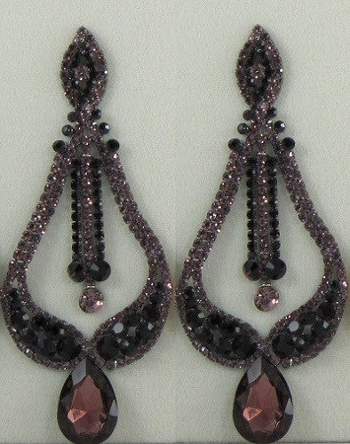 Large Purple Teardrop POST Chandelier Earrings