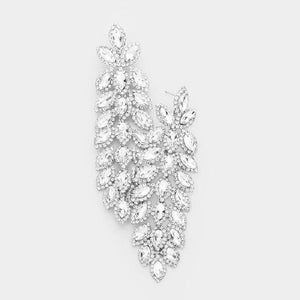 4.25" Silver Clear Marquise Rhinestone Chandelier Evening CLIP ON Earrings ( 3048 SCL CLIP ) - Ohmyjewelry.com