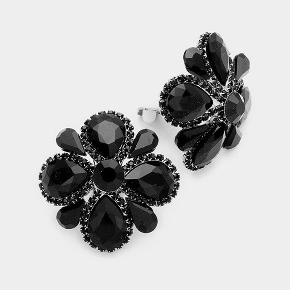 Black Clover Design Clip On Earrings ( 4025 )