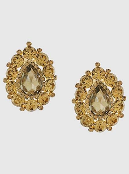 Topaz Stones Teardrop Clip On Earrings ( 4501 TOP ) - Ohmyjewelry.com
