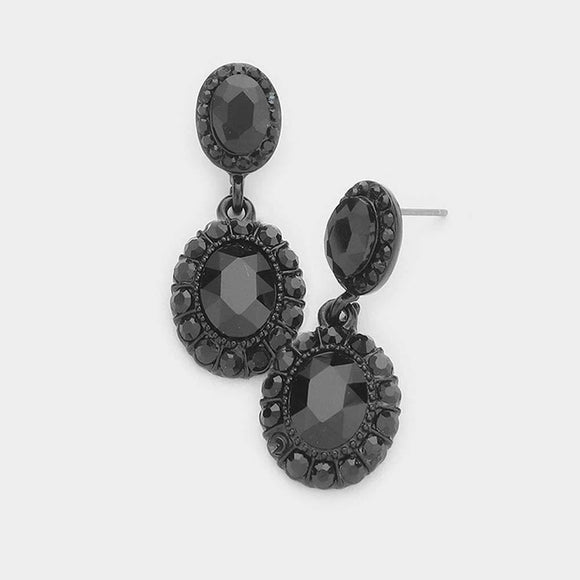 BLACK DANGLING EARRINGS BLACK STONES ( 1236 BKJET ) - Ohmyjewelry.com