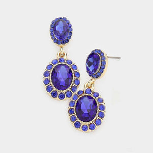 GOLD DANGLING EARRINGS BLUE STONES ( 1236 GSAP ) - Ohmyjewelry.com