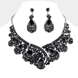 HEMATITE NECKLACE SET BLACK STONES ( 014143 HBK )