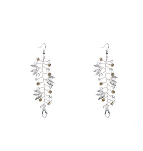 SILVER HANDMADE DANGLING EARRINGS CLEAR STONES ( 10833 CLSV )