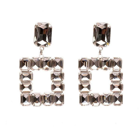 SILVER EARRINGS CLEAR STONES ( 11753 S )