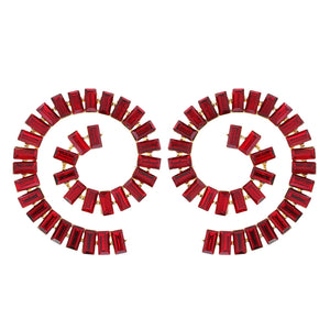 GOLD SPIRAL EARRINGS RED STONES ( 2002 GRD )