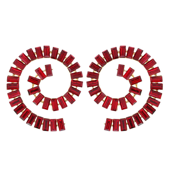 GOLD SPIRAL EARRINGS RED STONES ( 2002 GRD )