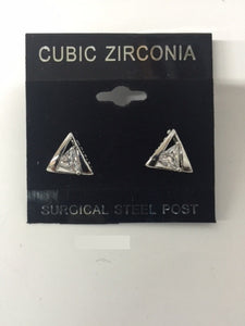 SILVER CUBIC ZIRCONIA CZ EARRINGS ( 0064 3C )