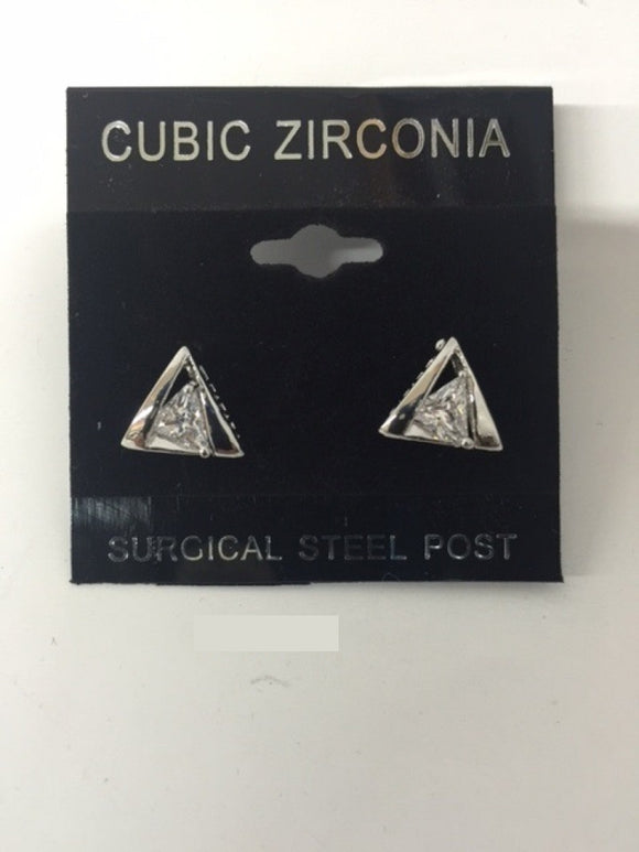 SILVER CUBIC ZIRCONIA CZ EARRINGS ( 0064 3C )