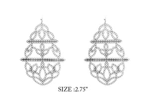 2.75" Silver Light Weight Cut Out Dangling Fashion Earrings ( 7437 )