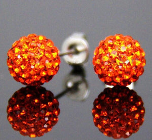 12mm Orange Rhinestone Ball Stud Earrings ( ME03_26 )