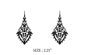2.25" Black Antique Design Dangle Earrings ( 8115 )