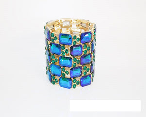 GOLD STRETCH BRACELET GREEN AB STONES ( 1127 GGRAB )