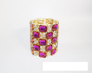 GOLD STRETCH BRACELET PURPLE AB STONES ( 1127 GPUPAB )