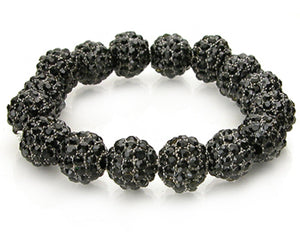 HEMATITE AND BLACK STRETCH BRACELET WITH RHINESTONES ( 3526 )