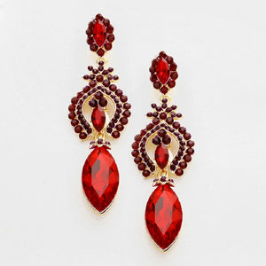 3" GOLD RED MARQUISE DROP EARRINGS ( 1148 GSI )