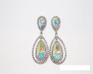 SILVER EARRINGS AB STONES ( 1299 )