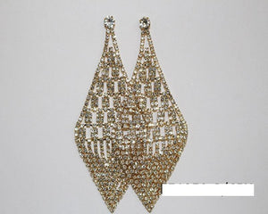 GOLD EARRINGS CLEAR STONES SPADE SHAPE ( 1350 GCRY ) - Ohmyjewelry.com