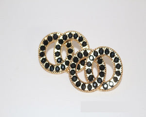 GOLD RING EARRINGS BLACK STONES ( 1436 GMUL )