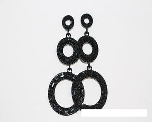 BLACK EARRINGS BLACK STONES ( 1444 BKJET )