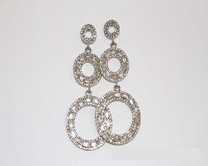 SILVER EARRINGS CLEAR STONES ( 1444 SCRY )