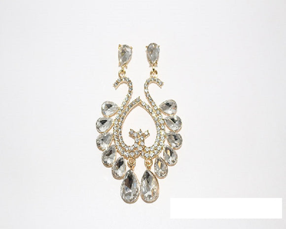 GOLD EARRINGS CLEAR STONES ( 1488 GCRY )