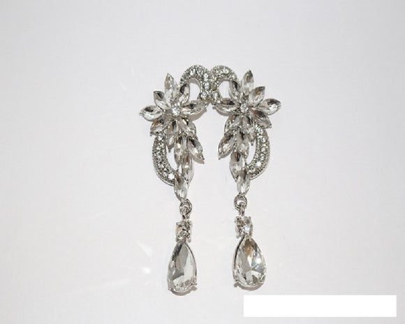 SILVER DANGLING CLEAR STONES ( 1489 SCRY )