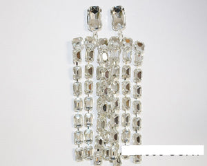 DANGLING SILVER EARRINGS CLEAR STONES ( 1508 SCL )