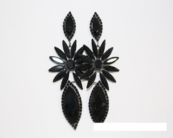 HEMATITE BLACK CHANDELIER EARRINGS ( 1521 BKJET )