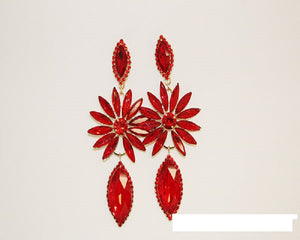 GOLD RED CHANDELIER EARRINGS ( 1521 GLTSI )