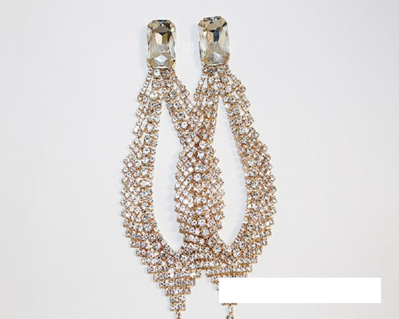 GOLD EARRINGS CLEAR STONES ( 1550 GCRY )