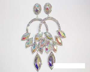 SILVER CHANDELIER EARRINGS AB STONES ( 1552 SAB )