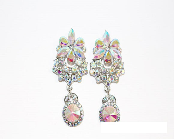 SILVER EARRINGS AB STONES ( 1652 SAB )