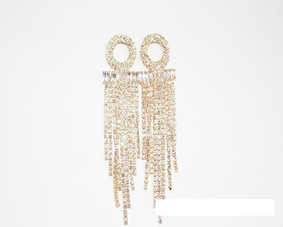 GOLD EARRINGS CLEAR STONES ( 1667 GCRY )