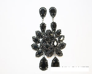 HEMATITE EARRINGS BLACK STONES ( 1671 BKJET )