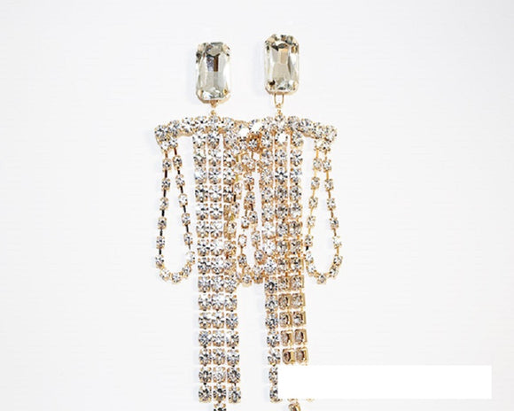 GOLD EARRINGS CLEAR STONES ( 1680 GCRY )