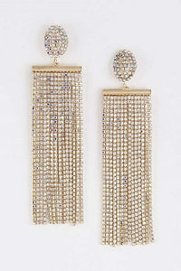 4.5" Gold AB Rhinestone Fringe Evening Earrings ( 1277 GAB ) - Ohmyjewelry.com