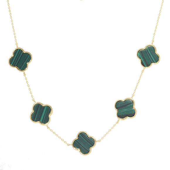 GREEN GOLD DIPPED NECKLACE QUATREFOIL ( 2511 GGN )