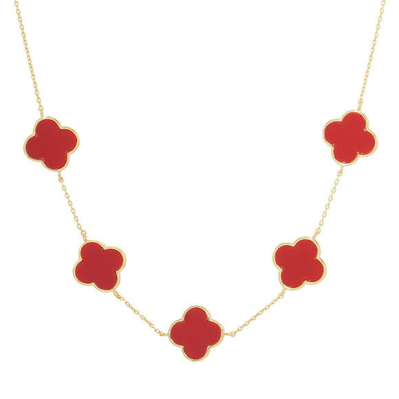 RED GOLD DIPPED NECKLACE QUATREFOIL ( 2511 GRD )