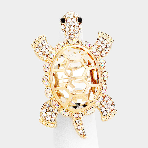 GOLD CLEAR AB TURTLE STRETCH RING ( 1033 GCL )