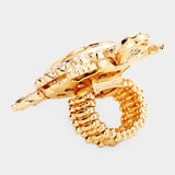 GOLD PINK GREEN TURTLE STRETCH RING ( 1033 )