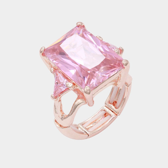 ROSE GOLD STRETCH RING PINK STONES ( 2220 RGPK )