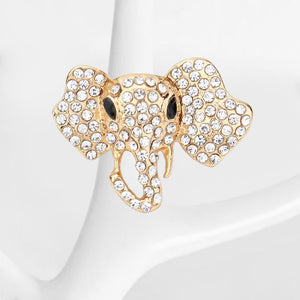 GOLD ELEPHANT STRETCH RING CLEAR STONES ( 2252 GDCL )