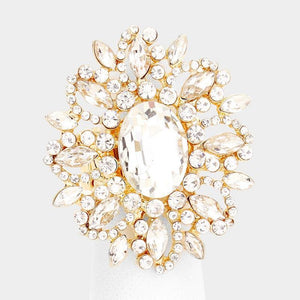 1.75" Clear Rhinestone Gold Stretch Ring ( 1004 ) - Ohmyjewelry.com