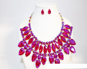 GOLD PURPLE AB STONE NECKLACE SET ( 1039 GPUPAB )