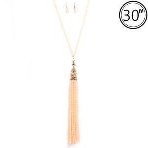 30" Peach Beaded Tassel Necklace ( 1936 )