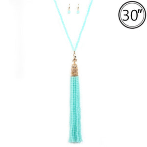 30" Mint Beaded Tassel Necklace ( 1936 )